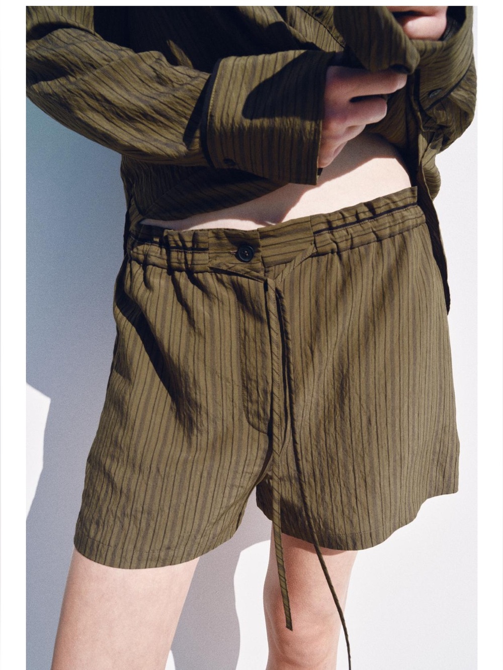Zara ZW Collection Jacquard Striped Shorts